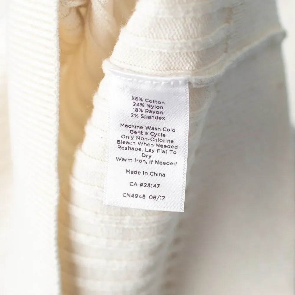 Talbots Petites Medium Women's Ivory Ribbed Turtleneck Sweater Gold Button Cuffs